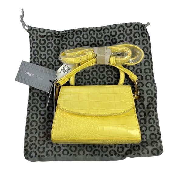 Grey Label Mini Couture Yellow Croc Embossed Mini Purse‎ Crossbody Bag NWT - Picture 1 of 8